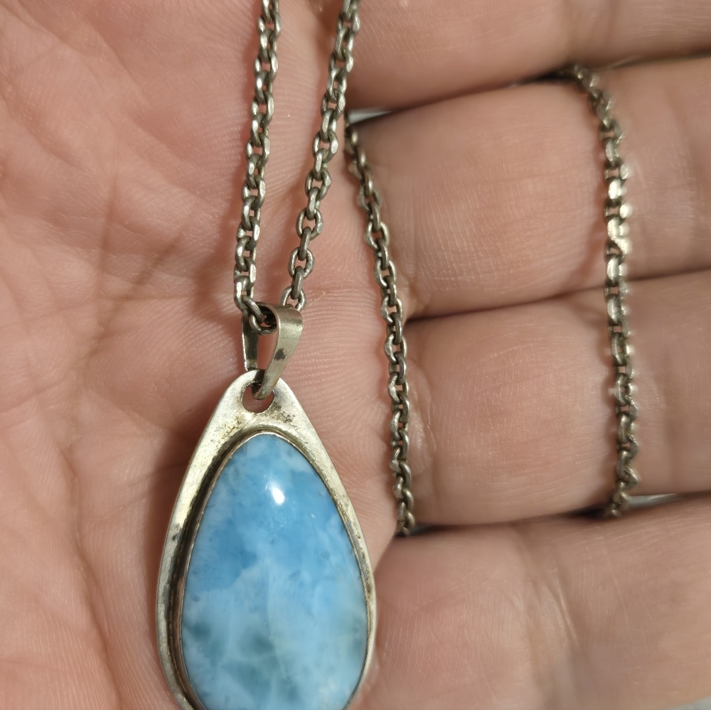 Sterling Silver 925 Chaine Et Pendentif  19.5"